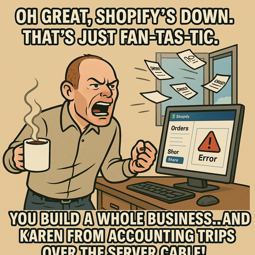 kylepractor's tweet image. What it&apos;s like when @Shopify is down.....