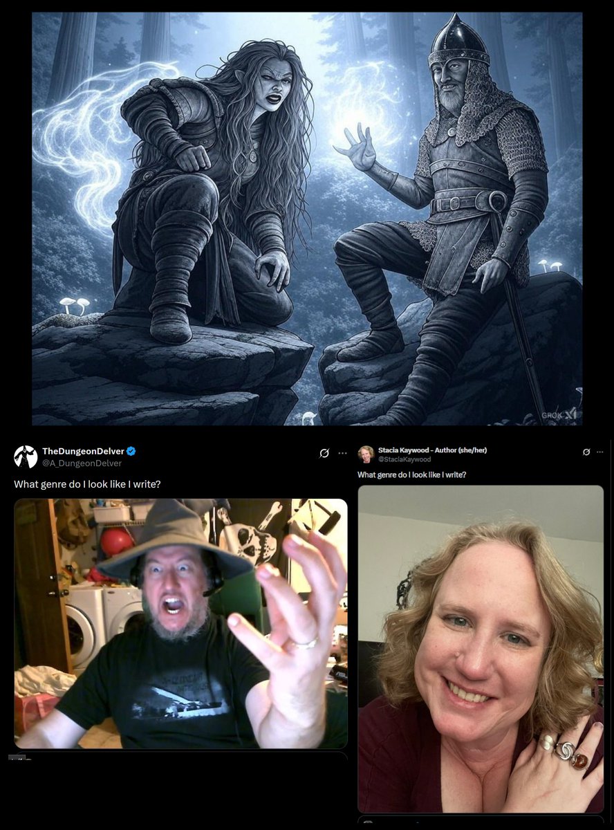 spiralcosmosart's tweet photo. "What genre" do you "Look like" you "write"? SINCE you ask: Maybe whatever involves grabbing of each other's fun places? And when you're stars they let each other do it to each other. Nothing wrong that. @A_DungeonDelver @StaciaKaywood #pprpg #rpg #osr #dnd #ourstoryisone https://t.co/RncQZPjQzM