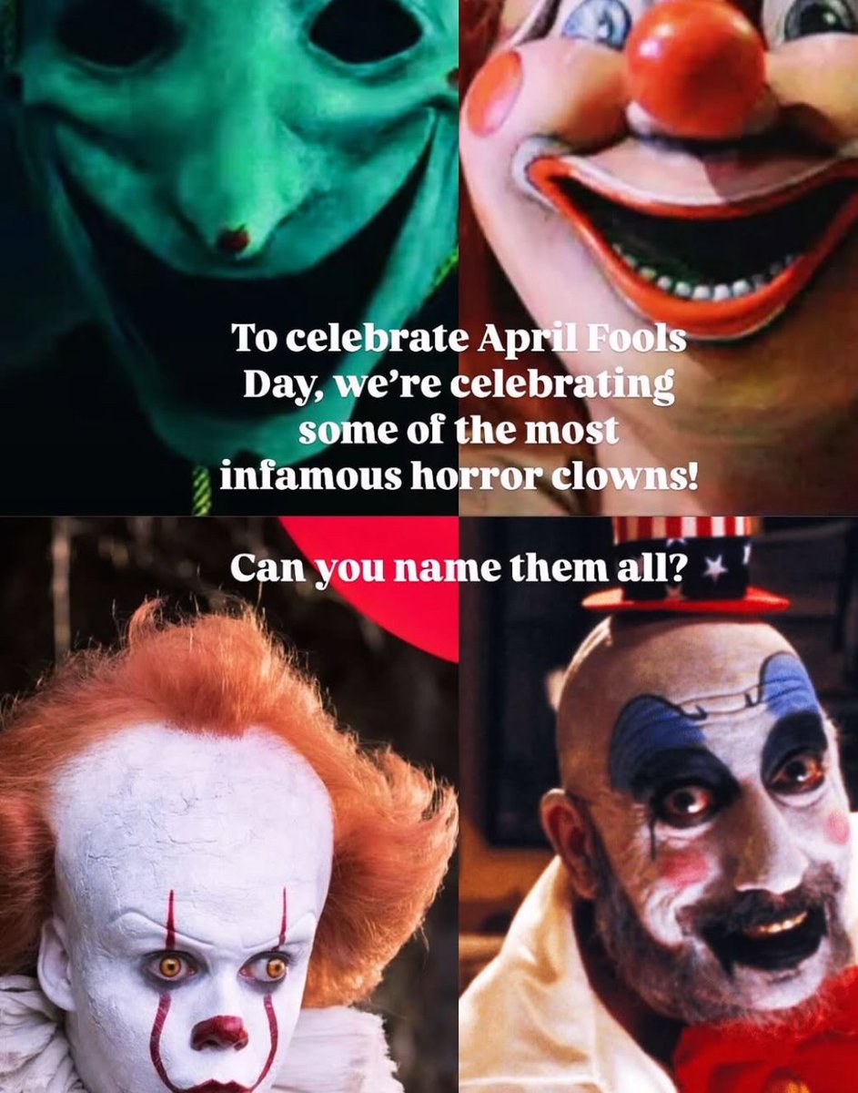 To celebrate April Fools’ Day, we’re taking time to recognize some of the most infamous horror clowns! Can you name them all??

#horror #clowns #wheelofhorror

Be sure to like, listen and subscribe! 🔪😈💀

Spotify:
open.spotify.com/show/3HnyAISG8…

Apple Podcast:
podcasts.apple.com/us/podcast/whe…