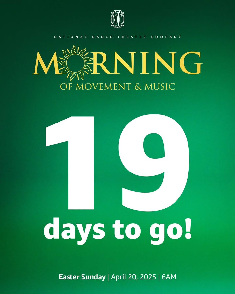 NDTCJAMAICA's tweet photo. LET THE COUNTDOWN BEGIN! ✨✨✨
44th Morning of Movement and Music
📍 The Little Theatre
🎫 Admission— 4000 JMD
TICKETS ARE NOW AVAILABLE
Email - ndtcjamaica@gmail.com | 876.926.6129
#44thMorningOfMovementAndMusic #EasterCelebration #LivePerformance #EasterPerformance https://t.co/YoppKL3jyH