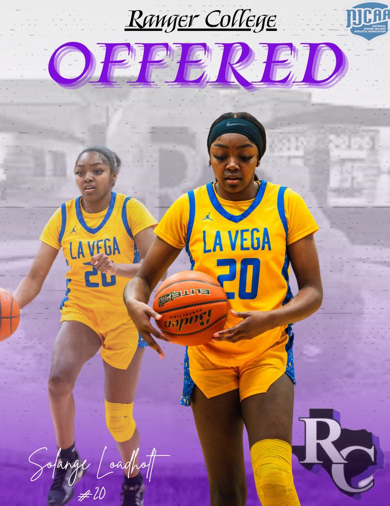 Solange’ Loadholt (@solangeloadholt) on Twitter photo After a great conversation with Coach Morefield, I am blessed to receive an offer from <a href="/Ranger_WBB/">Ranger College Women’s Basketball</a> 💜🖤
<a href="/Coach_MarcWill/">Coach Marcus</a> <a href="/lvpirates/">La Vega Athletics</a> After a great conversation with Coach Morefield, I am blessed to receive an offer from <a href="/Ranger_WBB/">Ranger College Women’s Basketball</a> 💜🖤
<a href="/Coach_MarcWill/">Coach Marcus</a> <a href="/lvpirates/">La Vega Athletics</a>