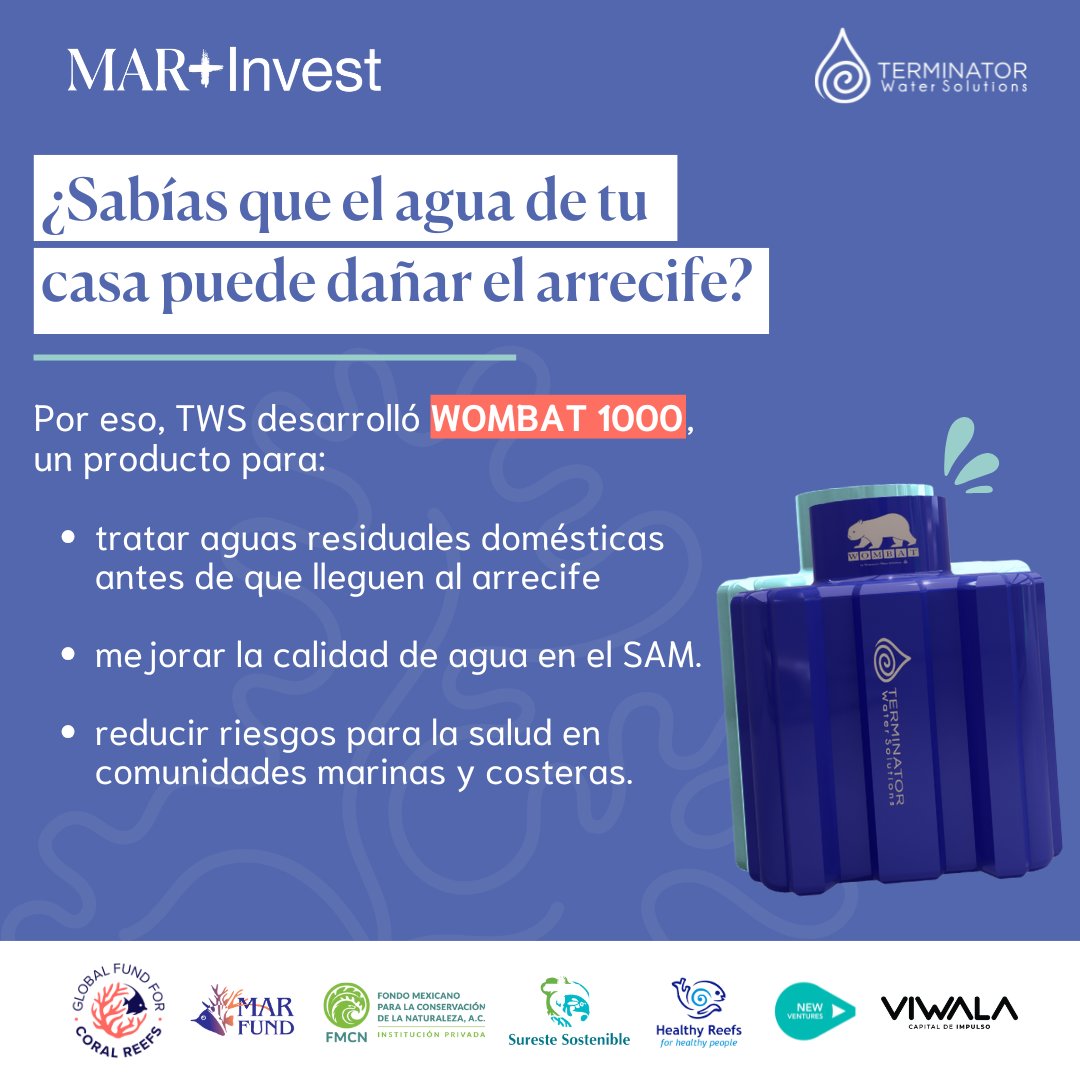 MAR Fund (@mar_fund) on Twitter photo ¡Buenas noticias para el arrecife! Terminator Water Solutions recibió un crédito gestionado por #Viwala con financiamiento concesional de
<a href="/GlobalFundCoral/">Global Fund for Coral Reefs</a>, en coinversión con recursos del sector privado💧 para más info visita terminatorwatersolutions.com
#MARInvest #TratamientoDeAgua ¡Buenas noticias para el arrecife! Terminator Water Solutions recibió un crédito gestionado por #Viwala con financiamiento concesional de
<a href="/GlobalFundCoral/">Global Fund for Coral Reefs</a>, en coinversión con recursos del sector privado💧 para más info visita terminatorwatersolutions.com
#MARInvest #TratamientoDeAgua