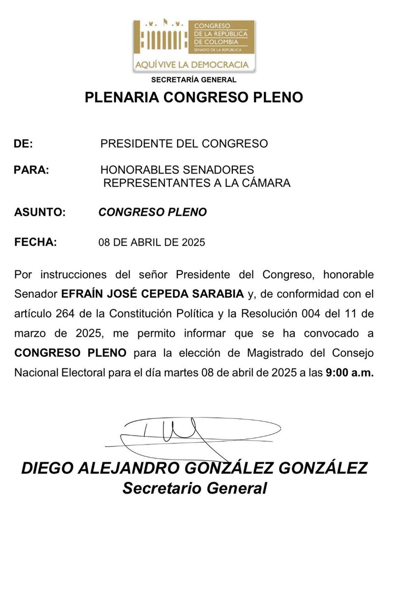 DanielEQuirogaM's tweet photo. El Congreso se prepara para elegir al nuevo magistrado del @CNE_COLOMBIA este 8 de abril. @plinioalarcon, especialista en democracia y régimen electoral, cuenta con una trayectoria intachable y el respaldo del @PartidoMIRA. Una decisión clave para la transparencia electoral. https://t.co/MwBduwM3Fg