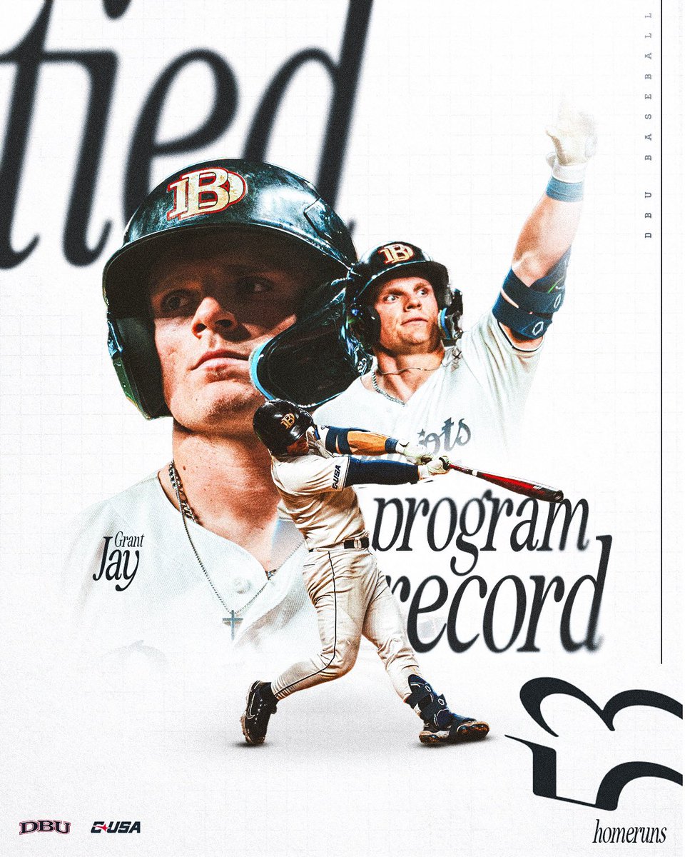 DBU_Baseball's tweet photo. Grant Jay ties the program record for home runs in a career 🔥

#BestBaseballinDallas | @dbuathletics https://t.co/psdC0oUSTG