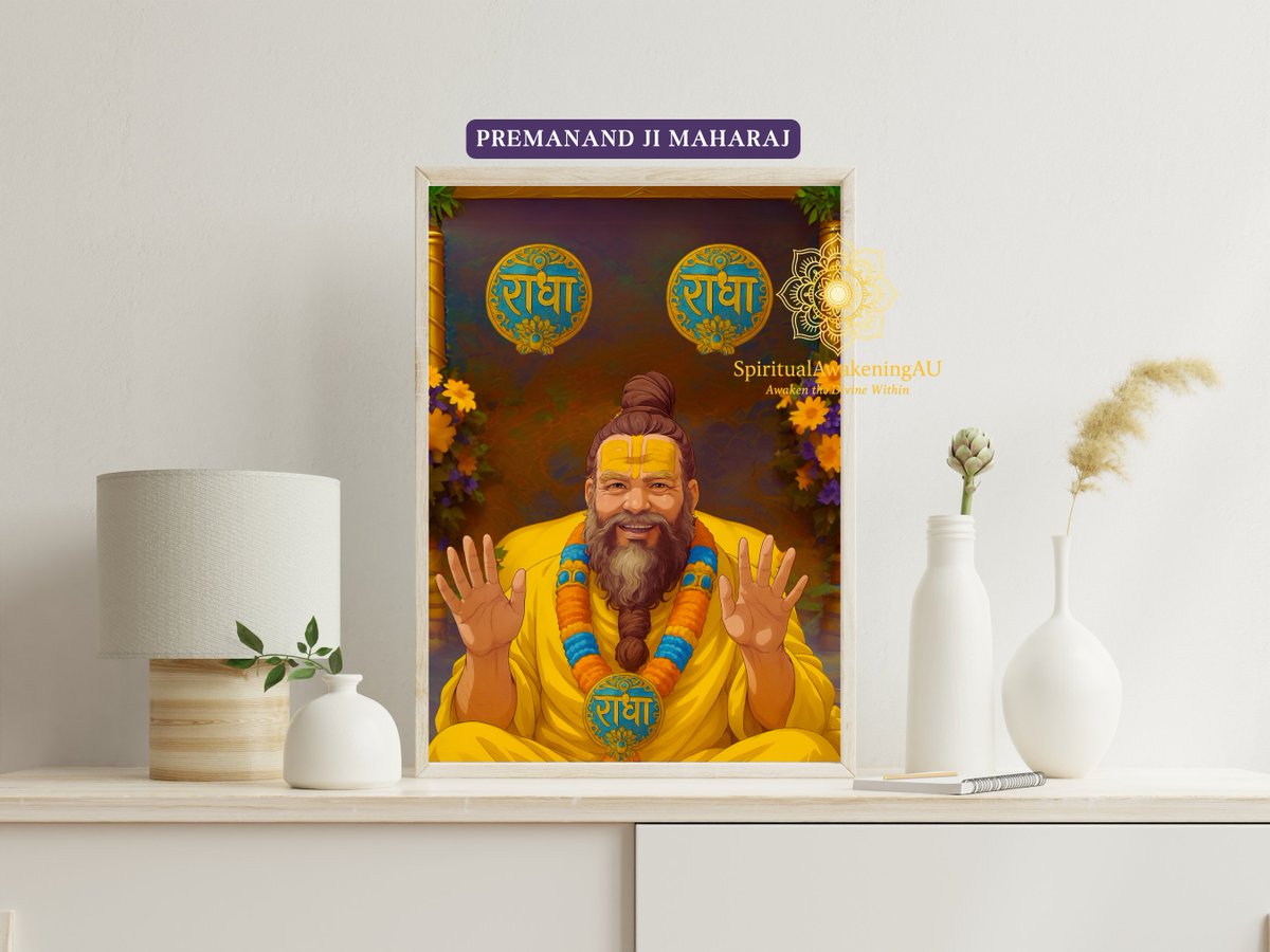 SpiritualAwakn's tweet photo. 🕉️ Bring divine peace to your space with this digital portrait of Pujya Premanand Ji Maharaj 🧘‍♂️
Perfect for your pooja room, satsang corner, or spiritual desk 🪔
🖼️ Instant Download in 6 Sizes
👉https://t.co/223pgHt4QH

#premanandjimaharaj #BhaktiArt #SpiritualDecor #EtsyFinds https://t.co/ELNGOtGbRs
