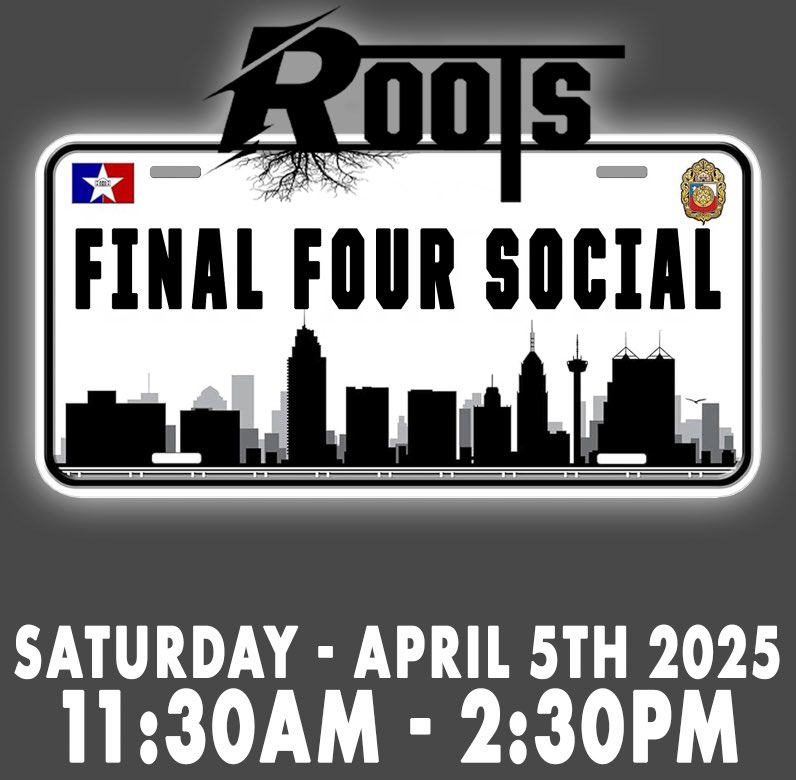 ROOTSest2022's tweet image. 4th Annual Roots Final Four Social Countdown is on. Looking forward to seeing everyone Saturday 11:30AM - 2:30PM at The Lucky Duck in San Antonio, Texas!