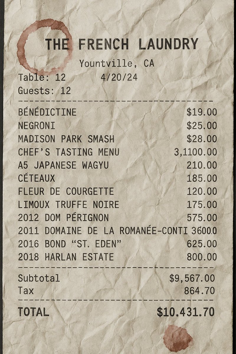 What an amazing meal. 

Too bad I've never been to the French Laundry. Thanks, ChatGPT.