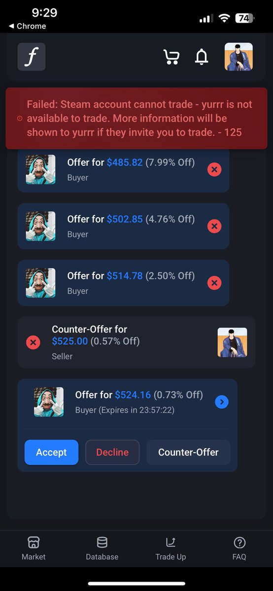 Anyone ever get this csfloat error before?