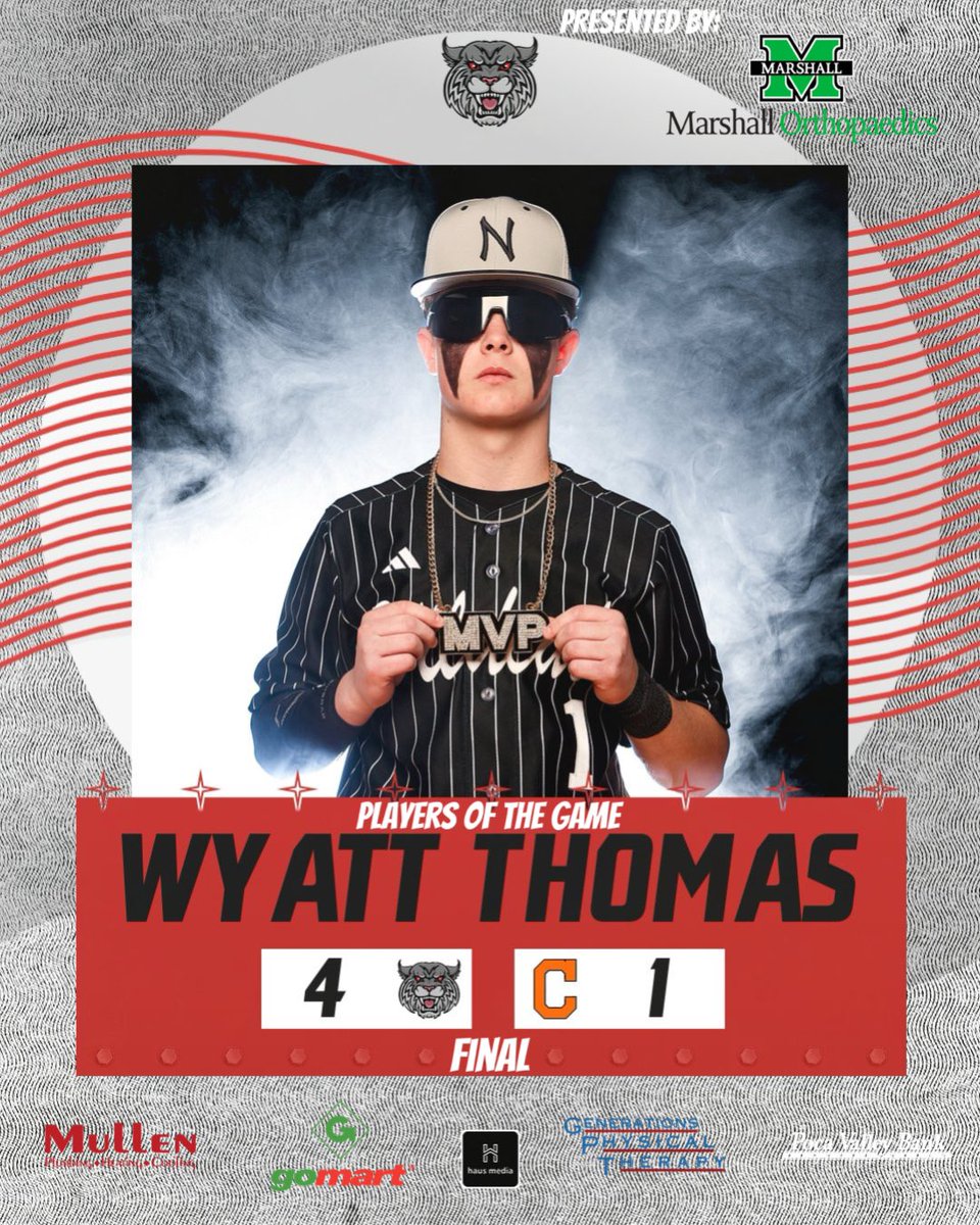 haus media (@haus_media) on Twitter photo <a href="/haus_media/">haus media</a> Player of the Game & Final Score
Nitro’s Wyatt Thomas who pitched a complete game giving up 1 run to help the Wildcats defeat Chapmanville 4-1‼️
Presented By: <a href="/MUHealthOrtho/">Marshall Orthopaedics</a> , Mullen Plumbing & HVAC , <a href="/GoMartStores/">GoMart Stores</a> , <a href="/GenerationsPT/">GenerationsPT</a> , <a href="/PocaValleyBank/">PocaValleyBank</a> <a href="/haus_media/">haus media</a> Player of the Game & Final Score
Nitro’s Wyatt Thomas who pitched a complete game giving up 1 run to help the Wildcats defeat Chapmanville 4-1‼️
Presented By: <a href="/MUHealthOrtho/">Marshall Orthopaedics</a> , Mullen Plumbing & HVAC , <a href="/GoMartStores/">GoMart Stores</a> , <a href="/GenerationsPT/">GenerationsPT</a> , <a href="/PocaValleyBank/">PocaValleyBank</a>