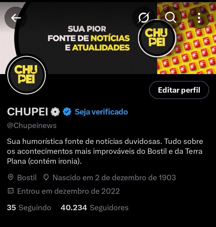 Chupeinews's tweet image. É UMA GRANDE HONRA TERMOS ALCANÇADO 40K DE SEGUIDORES EM PLENO 1 DE ABRIL 🥳🥳🥳