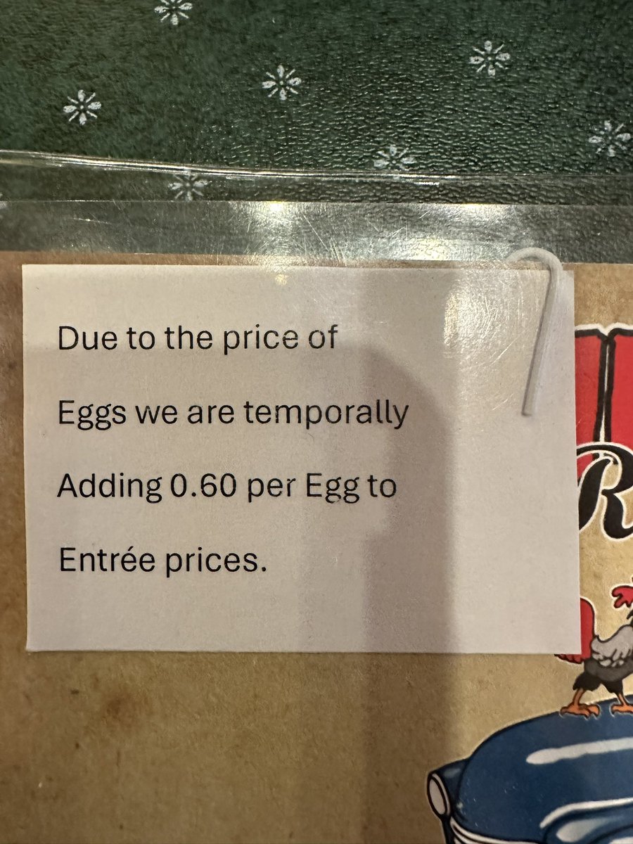 SandhyaGraves's tweet image. Today, at a local breakfast place, this piece of paper was on each menu. 
Just wondering how this economy is helping my “R” friends? Weren’t prices supposed to go down? That was my understanding…🙄
PS Yes, I caught the mispelling. Cuts in DOE will not help the US. #OurSadReality