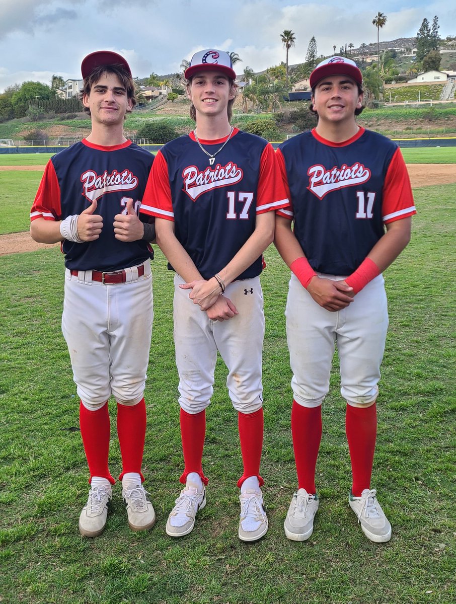Patriots get win #9 vs Green Valley (NV), 6-0.

Walker Kane (3-4, 2RBI) and Benji Molina (3-4) led the offense.

Logan Major pitched a CG shutout (7IP, 5K, 3H) to go 4-0 on the season.