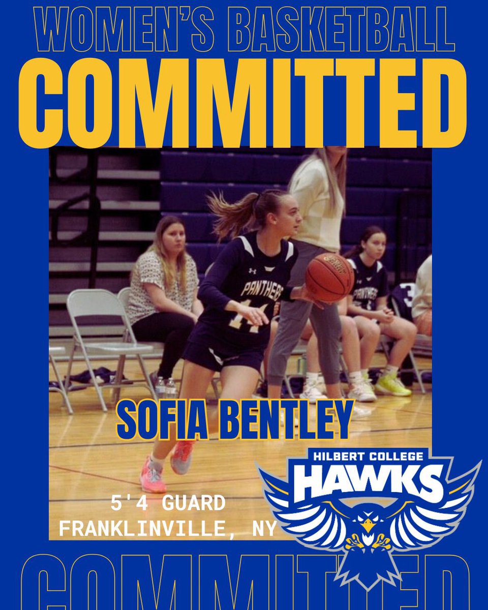 We have another commitment to announce. Sofia Bentley from Franklinville Central High School has joined our basketball family! The future is bright!! #gohawks #hawkyeah #d3hoops #Committed