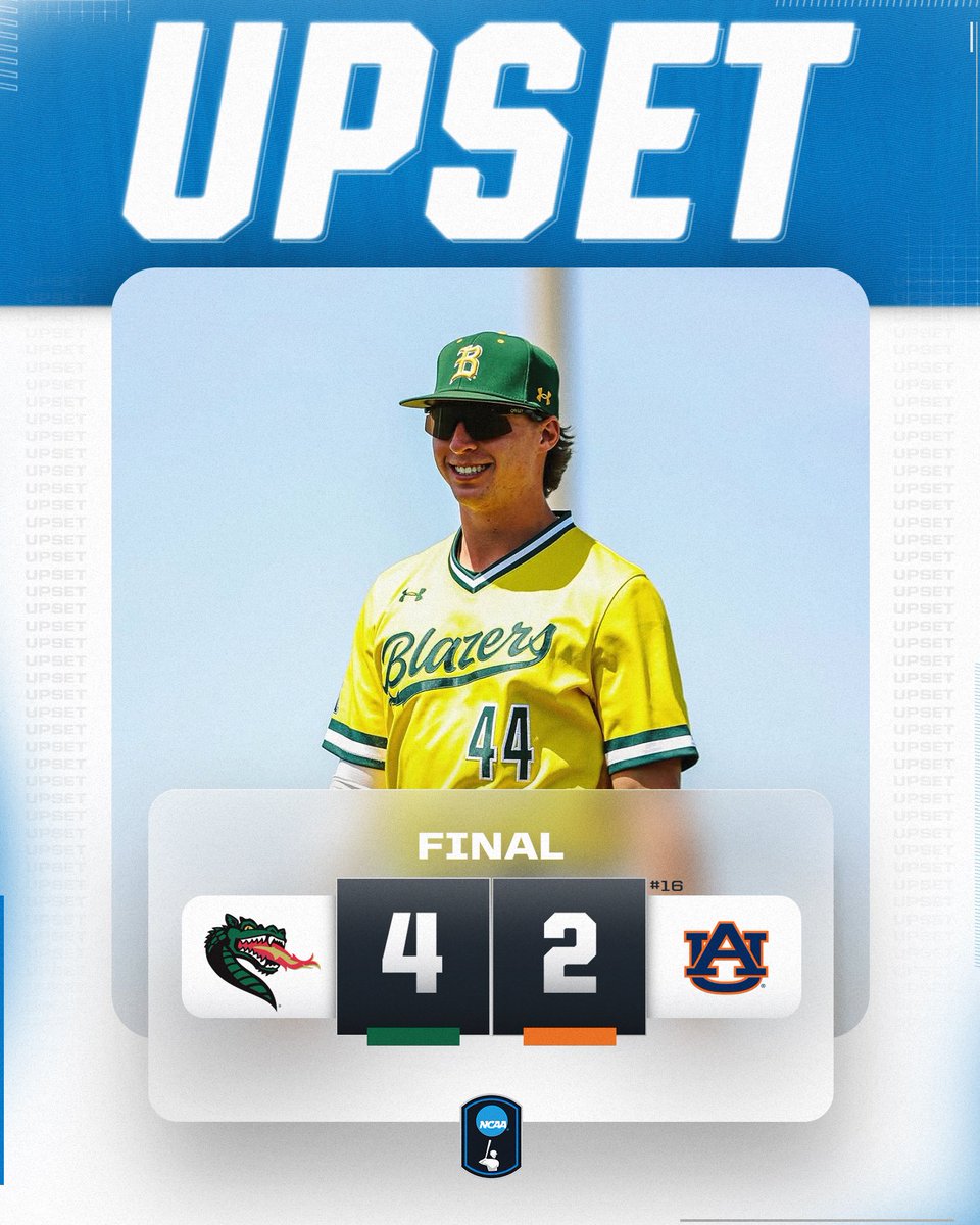 BLAZERS DUB 🔥

<a href="/UAB_Baseball/">UAB Baseball</a> upsets No. 16 Auburn. 

#NCAABaseball