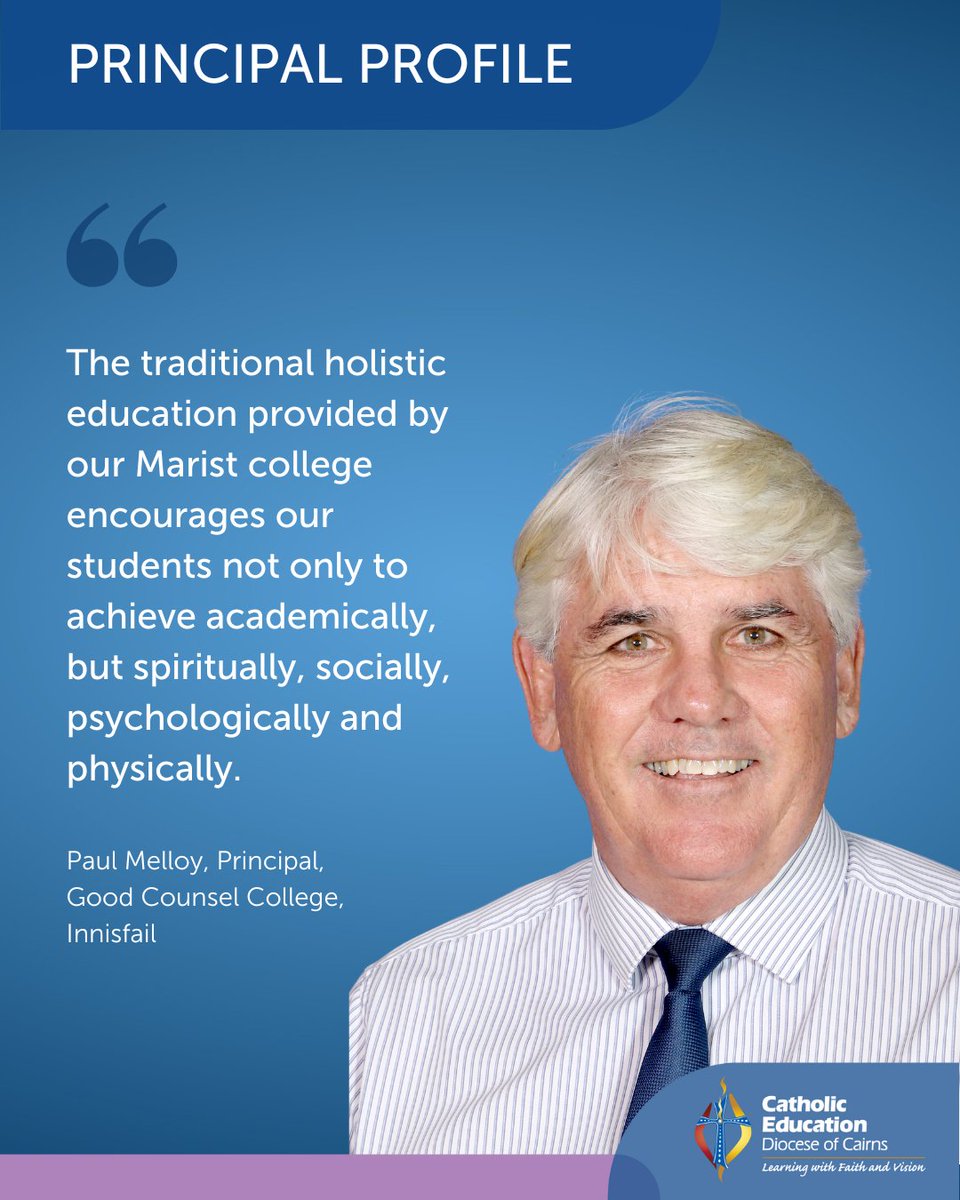 𝗣𝗿𝗶𝗻𝗰𝗶𝗽𝗮𝗹 𝗣𝗿𝗼𝗳𝗶𝗹𝗲
We speak to Paul Melloy on how his education shaped him and what he hopes to achieve as the newly-appointed Principal of Good Counsel College.
Follow the link to read the Q&amp;A: bit.ly/42pGHXe
#WorldClassEducation #CatholicEducationCairns