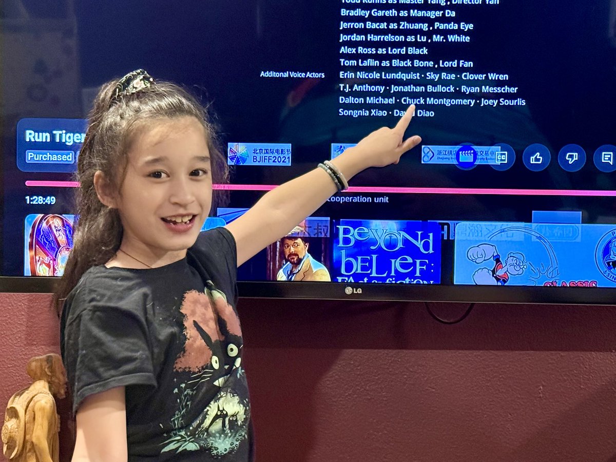 MorallyChuck's tweet image. Bucket list item achieved!! Got to watch an animated movie (Run Tiger Run), that I played in, with my babygirl!
We had such a great movie night and this girl laughed her butt off 😃 So happy I got to share that with her!
She said she was able to recognize all my characters…