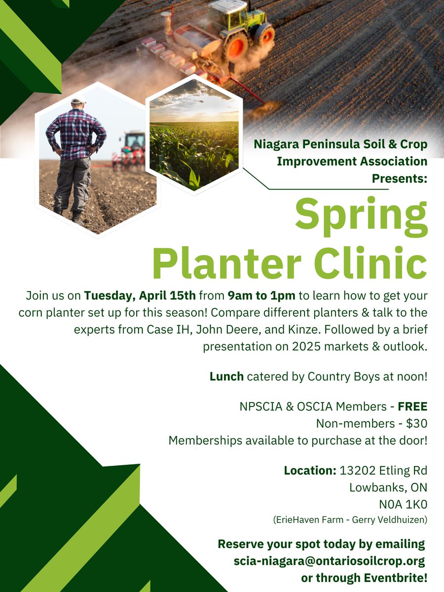 Upcoming event hosted by Niagara Peninsula SCIA. April 15th register via eventbrite    eventbrite.ca/e/niagara-soil…