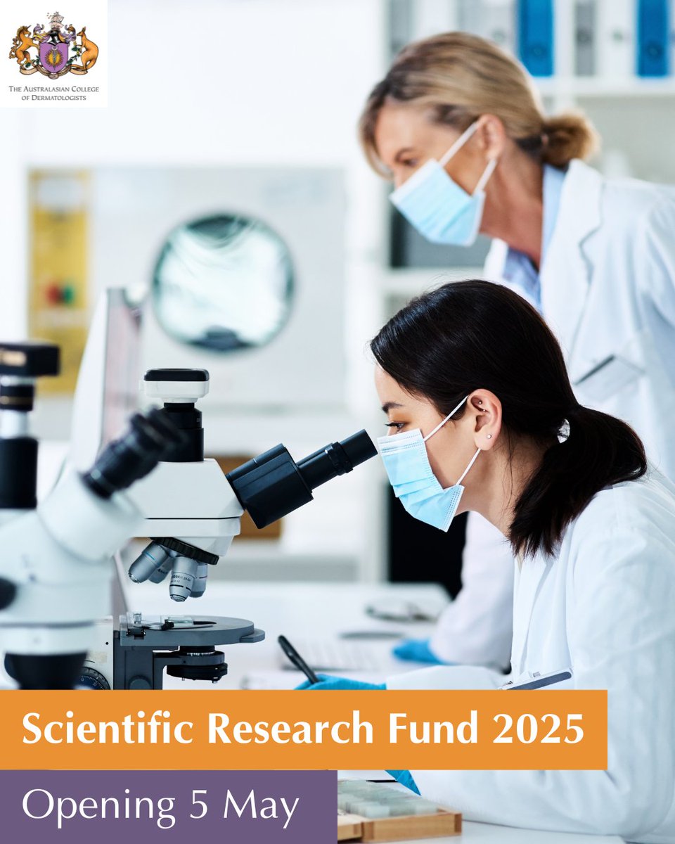 DermatologyACD (@dermatologyacd) on Twitter photo ACD is excited to announce that we will be offering a single Grant of $50,000 for the 2025 Scientific Research Fund (SRF). The Grant will open on Monday 5 May.
Eligibility requirements, and terms and conditions are now available on our website. dermcoll.edu.au/fellows/colleg…
#SRF2025 ACD is excited to announce that we will be offering a single Grant of $50,000 for the 2025 Scientific Research Fund (SRF). The Grant will open on Monday 5 May.
Eligibility requirements, and terms and conditions are now available on our website. dermcoll.edu.au/fellows/colleg…
#SRF2025