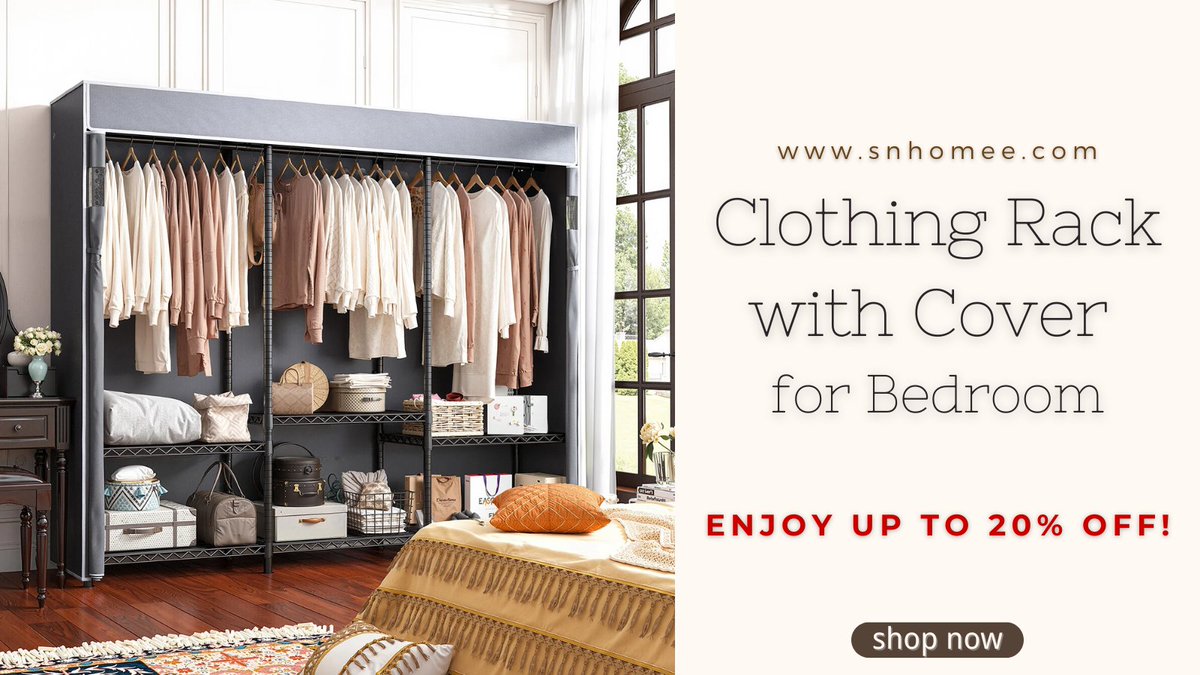 snhomee's tweet image. 🔥 20% OFF – Heavy-Duty Clothing Rack with Cover! 🚀
💪 800LBS Capacity – Built for strength &amp;amp; organization   
👕 Adjustable Shelves + Cover – Keeps clothes dust-free   
🏠 Freestanding Closet – Perfect for bedrooms &amp;amp; storage rooms   
🛒 Shop now! 🚨
#ClosetStorage #ClothingRack