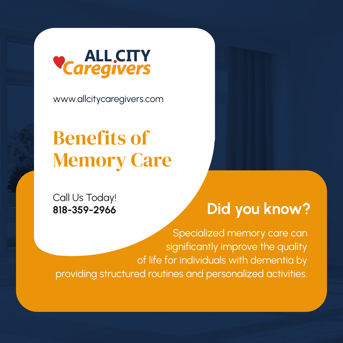 AllCityCareGive's tweet image. Understanding the impact of specialized memory care is crucial. At All City Caregivers, we offer services that enhance the well-being of those with dementia through structured routines and personalized activities. Learn more about our approach.

#HomeCareServices #SimiValleyCA