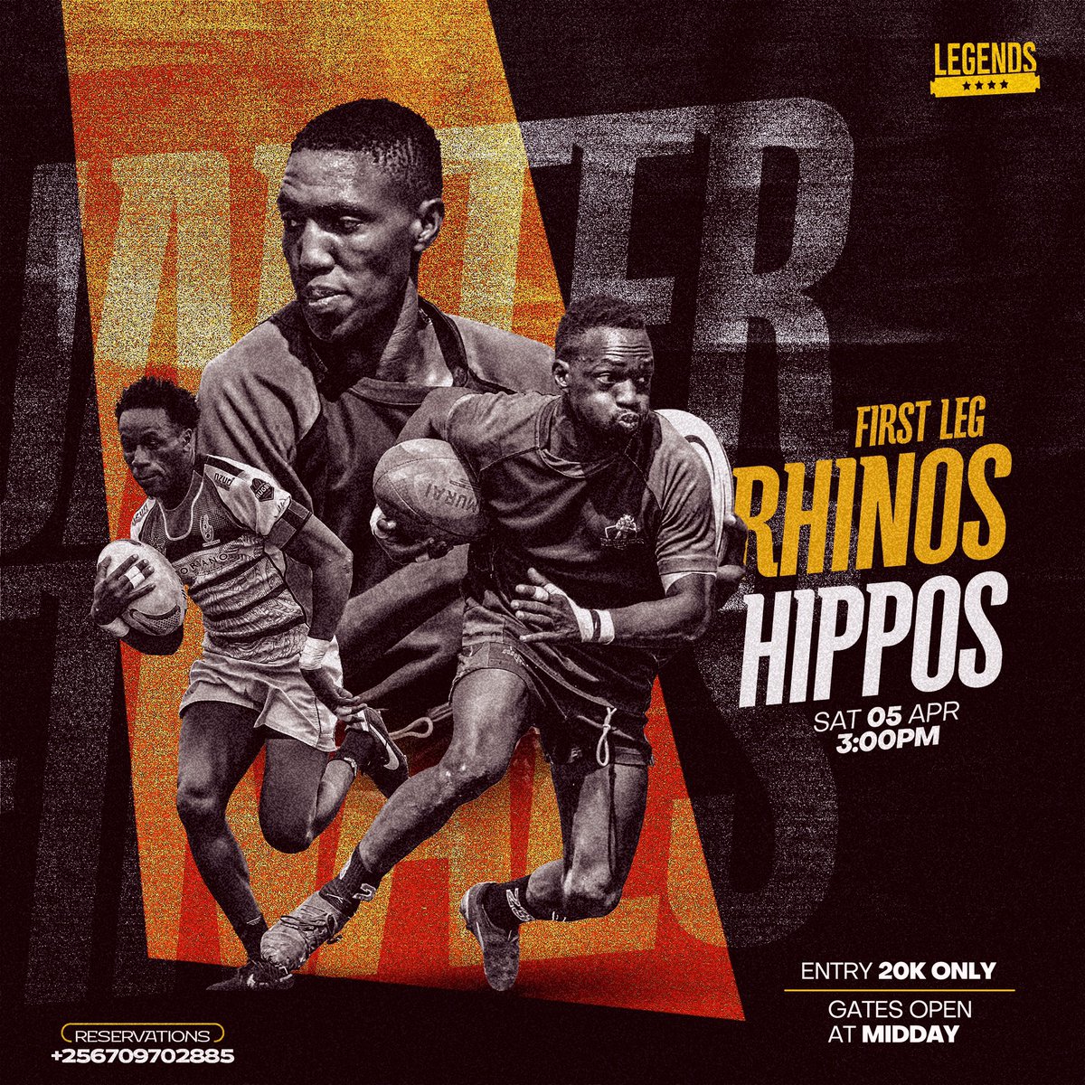 Legends (@legendskla) on Twitter photo We are down to the top 8 teams in the #RugbyPremiershipUG , <a href="/RhinosRugbyUG/">Rhinos Rugby</a> host the <a href="/HipposRugby/">Jinja Hippos Rugby Club</a> in the first leg of the Quarter finals at Legends this Saturday, come back your favourite outfit.
#LegendsGrounds We are down to the top 8 teams in the #RugbyPremiershipUG , <a href="/RhinosRugbyUG/">Rhinos Rugby</a> host the <a href="/HipposRugby/">Jinja Hippos Rugby Club</a> in the first leg of the Quarter finals at Legends this Saturday, come back your favourite outfit.
#LegendsGrounds