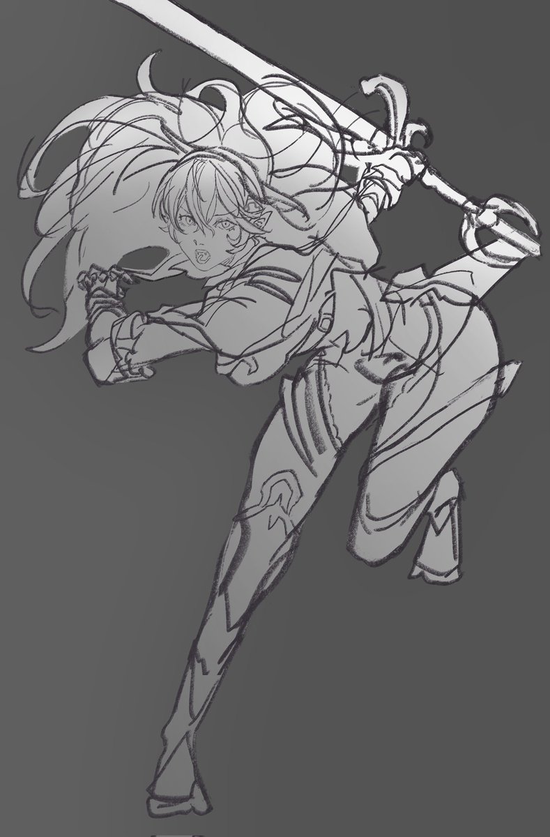 Namcha_fish's tweet image. Referenced Corrin and Hana sketch