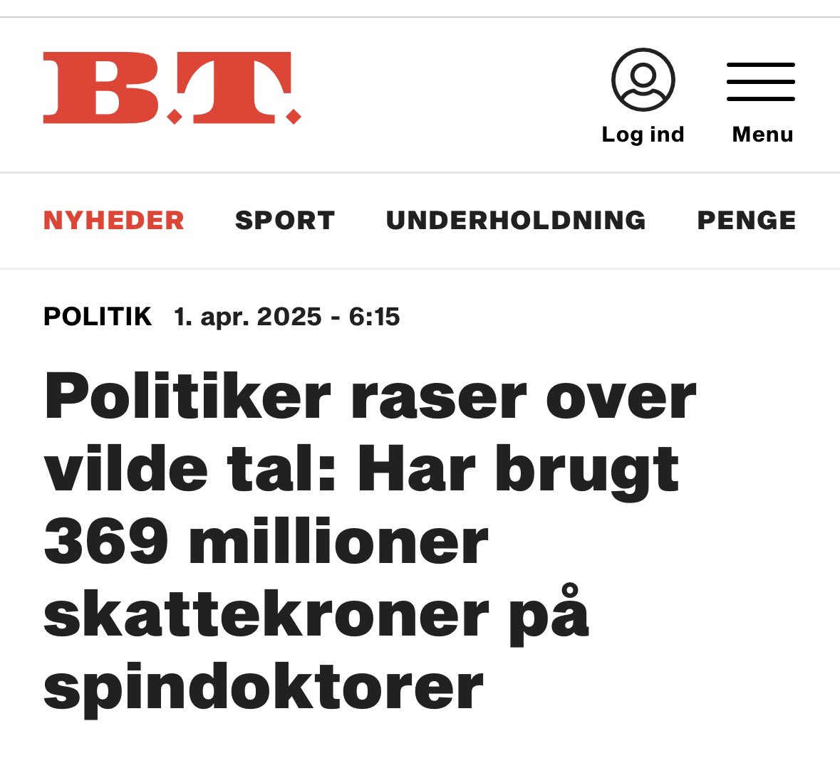 At pynte sig med lånte fjer…
369 mio kr er virkelig mange penge. Penge som borgerne arbejder hårdt for. Derfor er debatten om ret og rimelighed ift hvad de bruges på også vigtig. Disse penge kommer på ingen måde borgerne til gode. 

Derfor siger Ole Birk Olesen i dag til BT:
