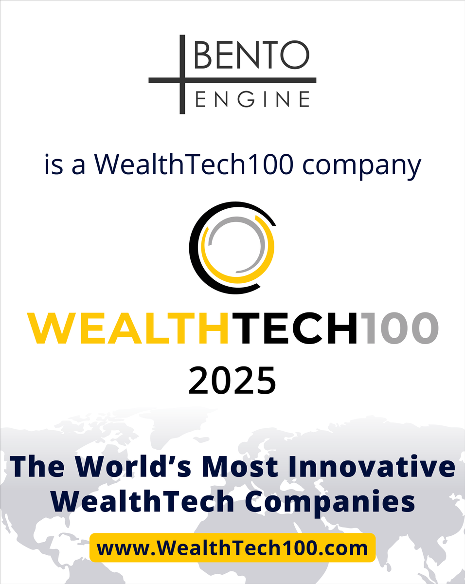 FINTECH GLOBAL (@fintech_global) on Twitter photo A massive well done to <a href="/BentoEngine/">Bento Engine Inc.</a> you have made the #WealthTech100 list!
Check out the full list here: loom.ly/JMh5-oU
#WealthTech100 #FinTech #WealthTech A massive well done to <a href="/BentoEngine/">Bento Engine Inc.</a> you have made the #WealthTech100 list!
Check out the full list here: loom.ly/JMh5-oU
#WealthTech100 #FinTech #WealthTech