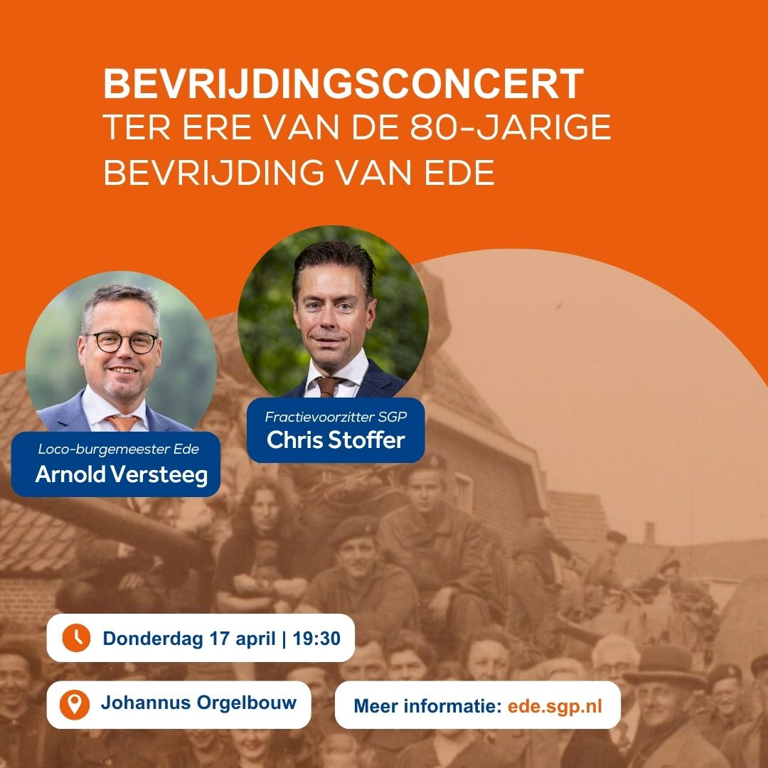 Op donderdag 17 april vindt er in Ede een Bevrijdingsconcert plaats ter gelegenheid van de 80-jarige bevrijding van onze stad. 

Van harte welkom!