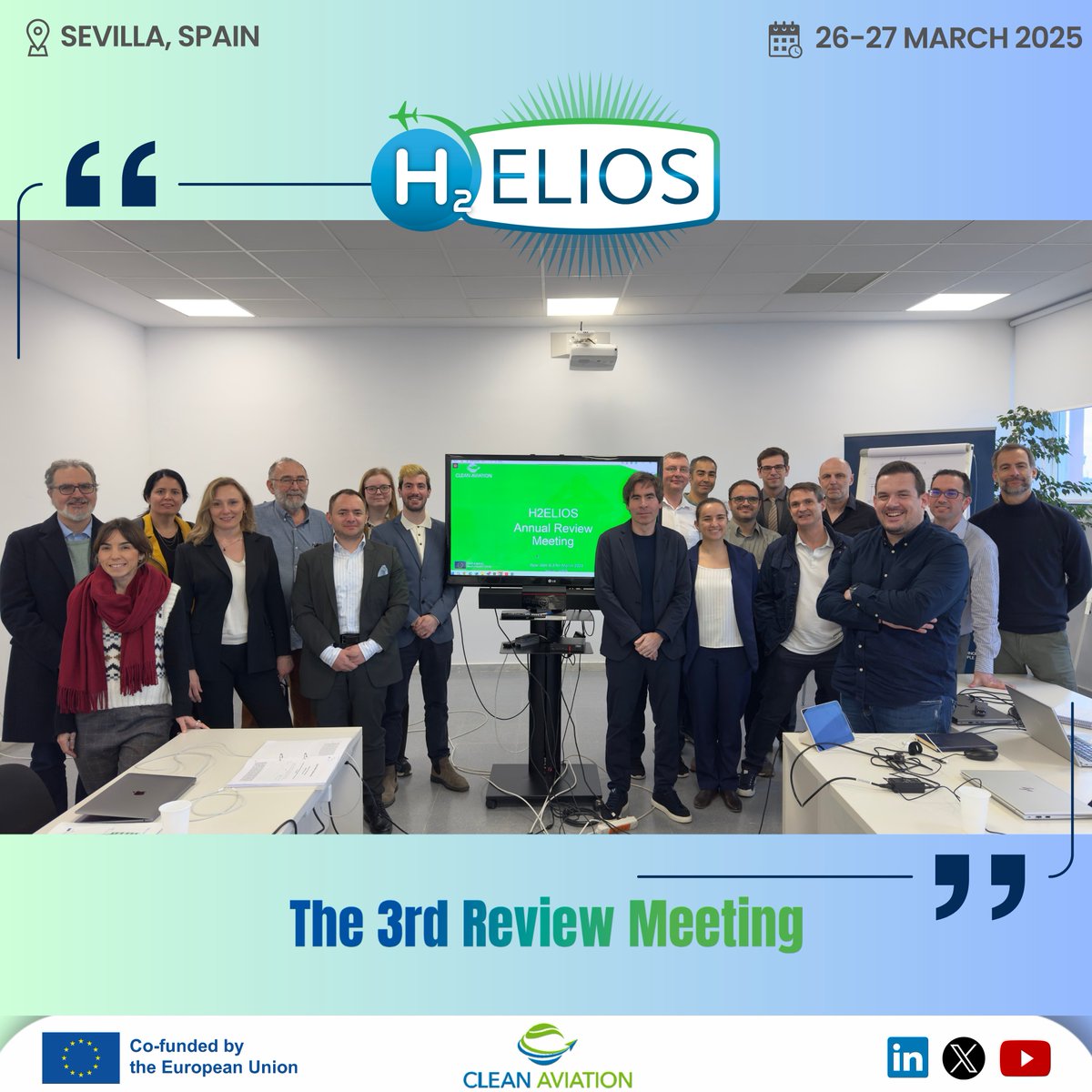 ✈️ The H2ELIOS 3rd Review Meeting took place last week at <a href="/aciturri/">Aciturri</a> premises in Sevilla, Spain.

Together with the Project Officer and Clean Aviation representatives, partners reviewed progress &amp; next steps toward hydrogen-powered aviation.

#H2ELIOS #CleanAviation #Innovation