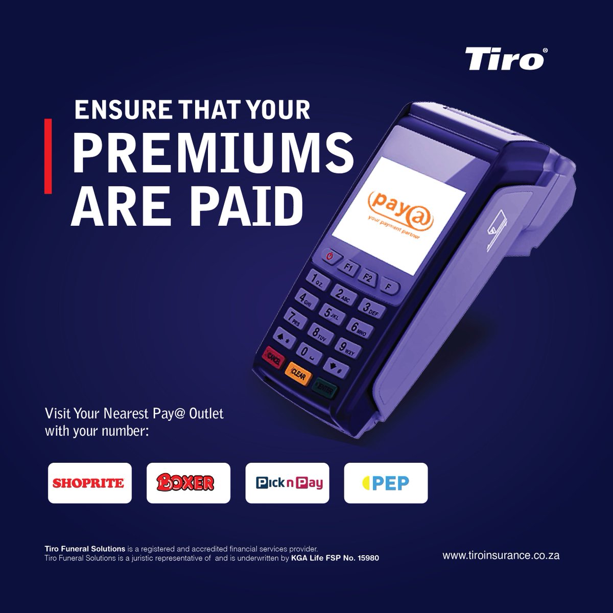 tiroinsurance's tweet photo. Did you know that you can conveniently pay your premiums whilst shopping? Visit any of these participating stores with your Pay@ number and stay up-to-date.
#Solutions https://t.co/UZw13FXRDl