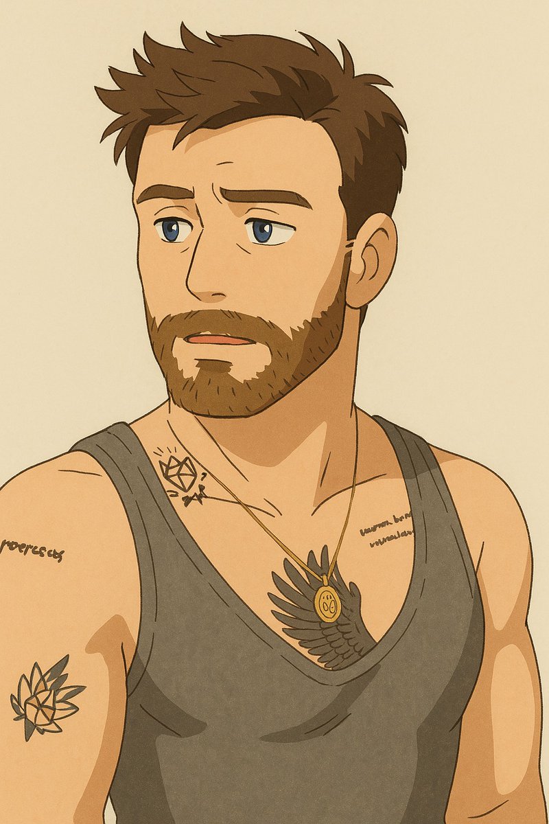 Chris Evans ghibli style, image size:800x1200