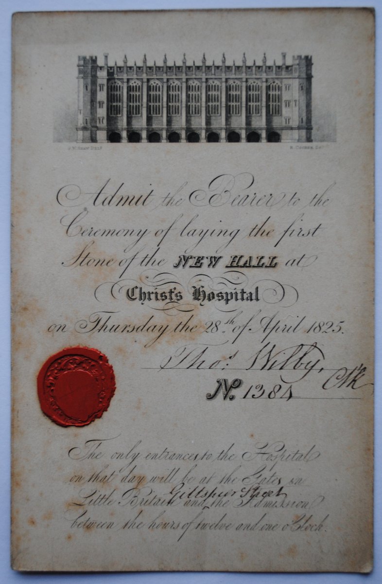 𝐓𝐡𝐞 𝐟𝐢𝐫𝐬𝐭 𝐬𝐭𝐨𝐧𝐞 𝐨𝐟 𝐭𝐡𝐞 𝐍𝐞𝐰 𝐇𝐚𝐥𝐥 𝐰𝐚𝐬 𝐥𝐚𝐢𝐝 𝐨𝐧 𝐭𝐡𝐢𝐬 𝐝𝐚𝐲 𝟐𝟎𝟎 𝐲𝐞𝐚𝐫𝐬 𝐚𝐠𝐨! This image is a ticket to attend the laying of the foundation stone of the New Hall in London on 28 April 1825.
chmuseum.org.uk/authenticated/…