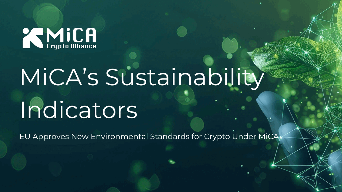 MiCA_Alliance's tweet photo. MiCA’s Sustainability Indicators Are Official 🌍

The EU has formally adopted CDR (EU) 2025/422, the delegated regulation on MiCA’s environmental disclosures.

No more citing C(2024)8782 , the final version is here.

📅 Compliance deadline: 20 April 2025

Heres a breakdown 🧵👇 https://t.co/hDQM7Msqnl