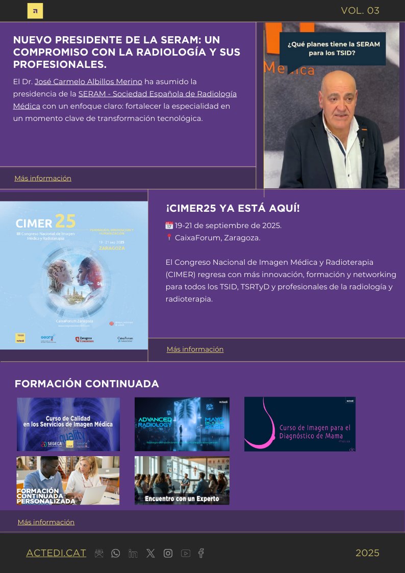 Tu Newsletter mensual.
Si quieres recibirla en tu mail todos los meses
Suscríbete 👉🏽 actedi.cat/es/registre/