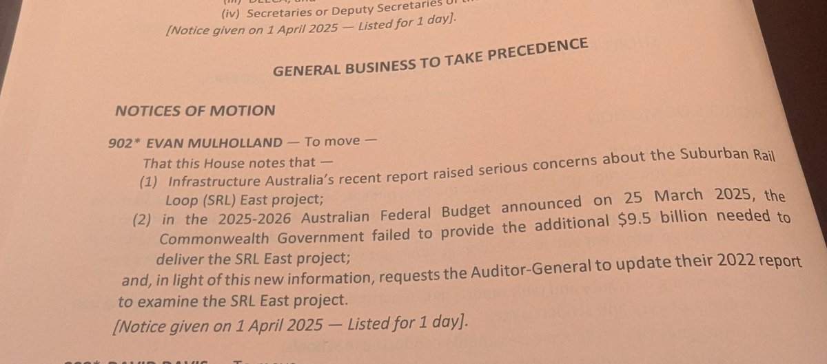 The Legislative Council has drawn a line in the sand on the Suburban Rail Loop, with a motion passing 22-17 requesting the Auditor-General examine the Premiers reckless vanity project. #springst