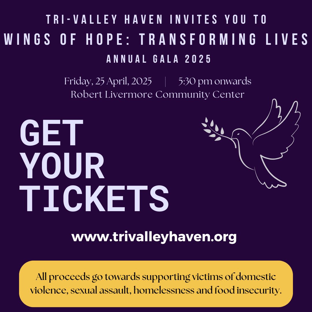 🎟️ Get Your Tickets for Wings of Hope: Transforming Lives!
Join us for an unforgettable evening of celebration and impact! 🌟 Enjoy live entertainment, dinner, and auctions—all while supporting survivors.
🔗 trivalleyhaven.arreva.online/upcoming-event…