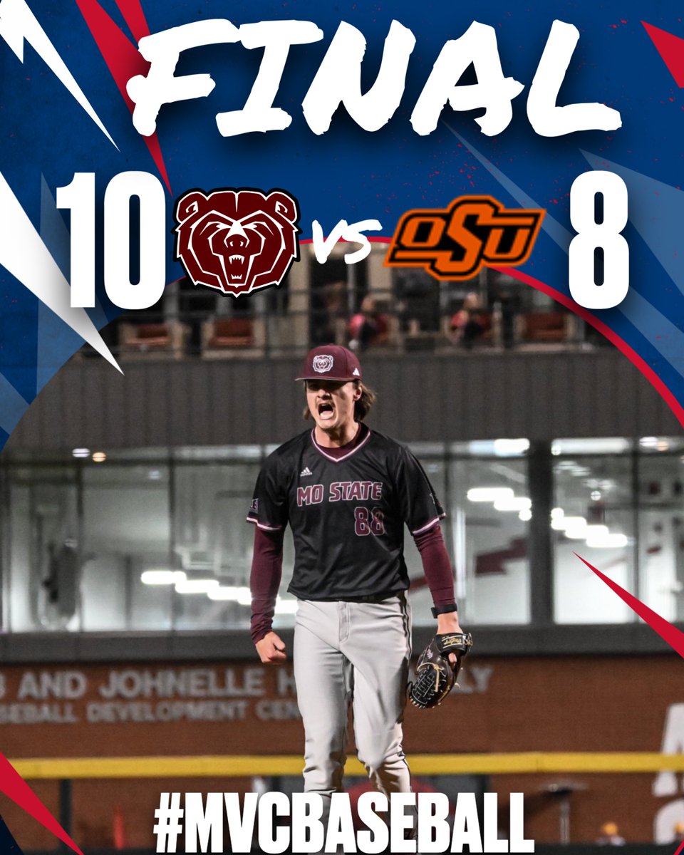 Missouri Valley Conference (@mvcsports) on Twitter photo BEARS WITH A BIG WIN‼️
<a href="/MoStateBSB/">Missouri State Baseball</a> defeats Oklahoma State behind a 10 run performance‼️
#MVCBaseball BEARS WITH A BIG WIN‼️
<a href="/MoStateBSB/">Missouri State Baseball</a> defeats Oklahoma State behind a 10 run performance‼️
#MVCBaseball