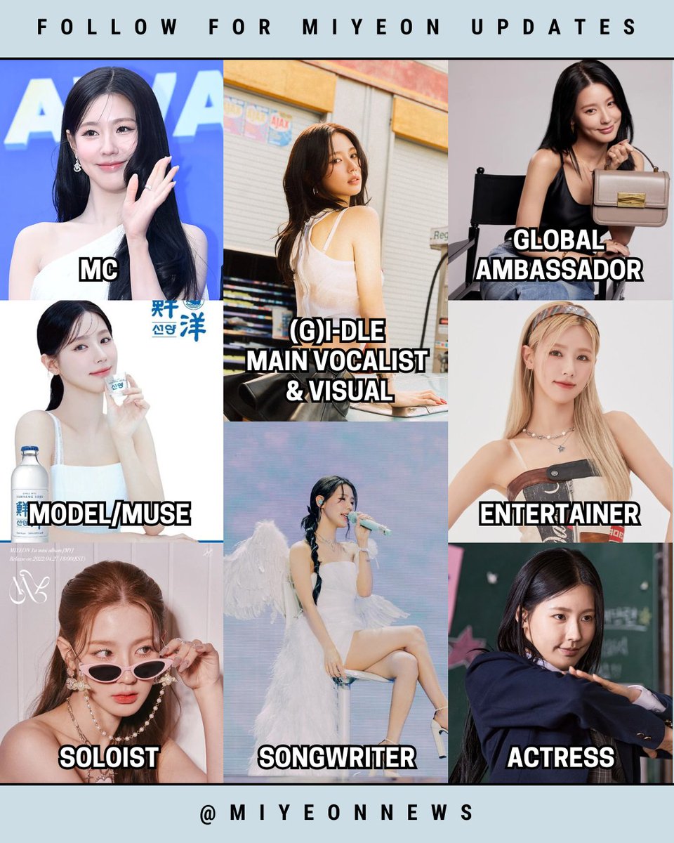 𝑪𝒖𝒓𝒊𝒐𝒖𝒔 𝒕𝒐 𝒌𝒏𝒐𝒘 𝒘𝒉𝒐 𝑴𝒊𝒚𝒆𝒐𝒏 𝒊𝒔?

From a YG trainee with BLACKPINK to #GIDLE’s power vocal &amp; visual!

Follow us for all things #MIYEON.

(G)I-DLE's visual main vocalist, soloist, actress, songwriter, model, ambassador, MC &amp; more! ✨

#미연 #ミヨン #赵美延