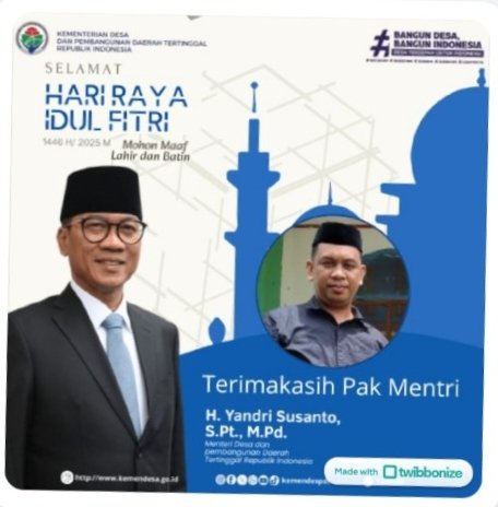 AlamPrasad1's tweet photo. #TerimaKasihPakYandriSusanto
@prabowo
@YandriSusanto27
@ArizaPatria
@NursaidM
@kemendespdt
@DesaPesonaNusantara https://t.co/LJuJJBNWO2
