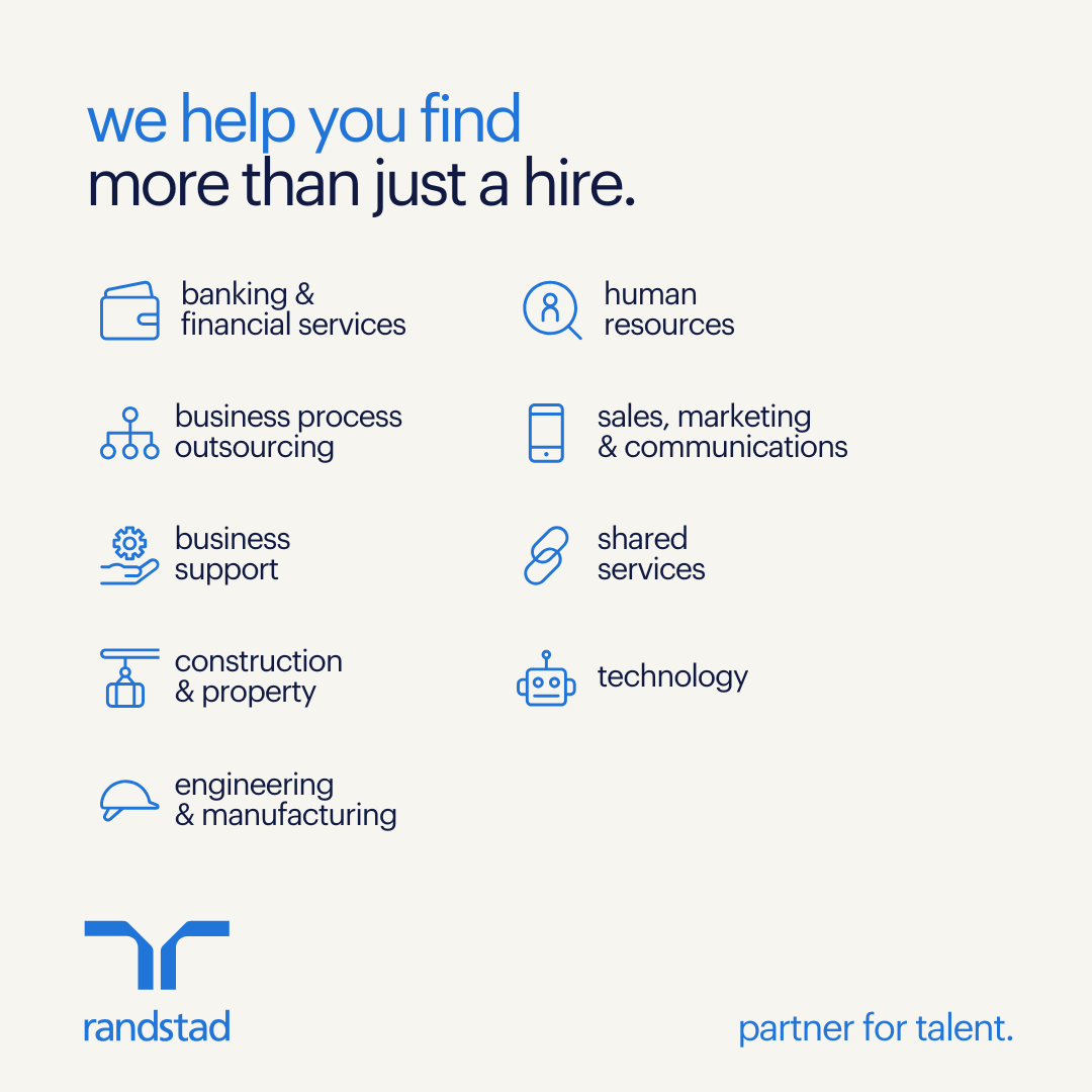 Find contract talent that truly fits in your organisation. 🎯

Randstad's sourcing methodology ensures that every talent we find for you is aligned with your goals, whether you're looking for expertise in finance, marketing, or other industries: bit.ly/4jaZfQF