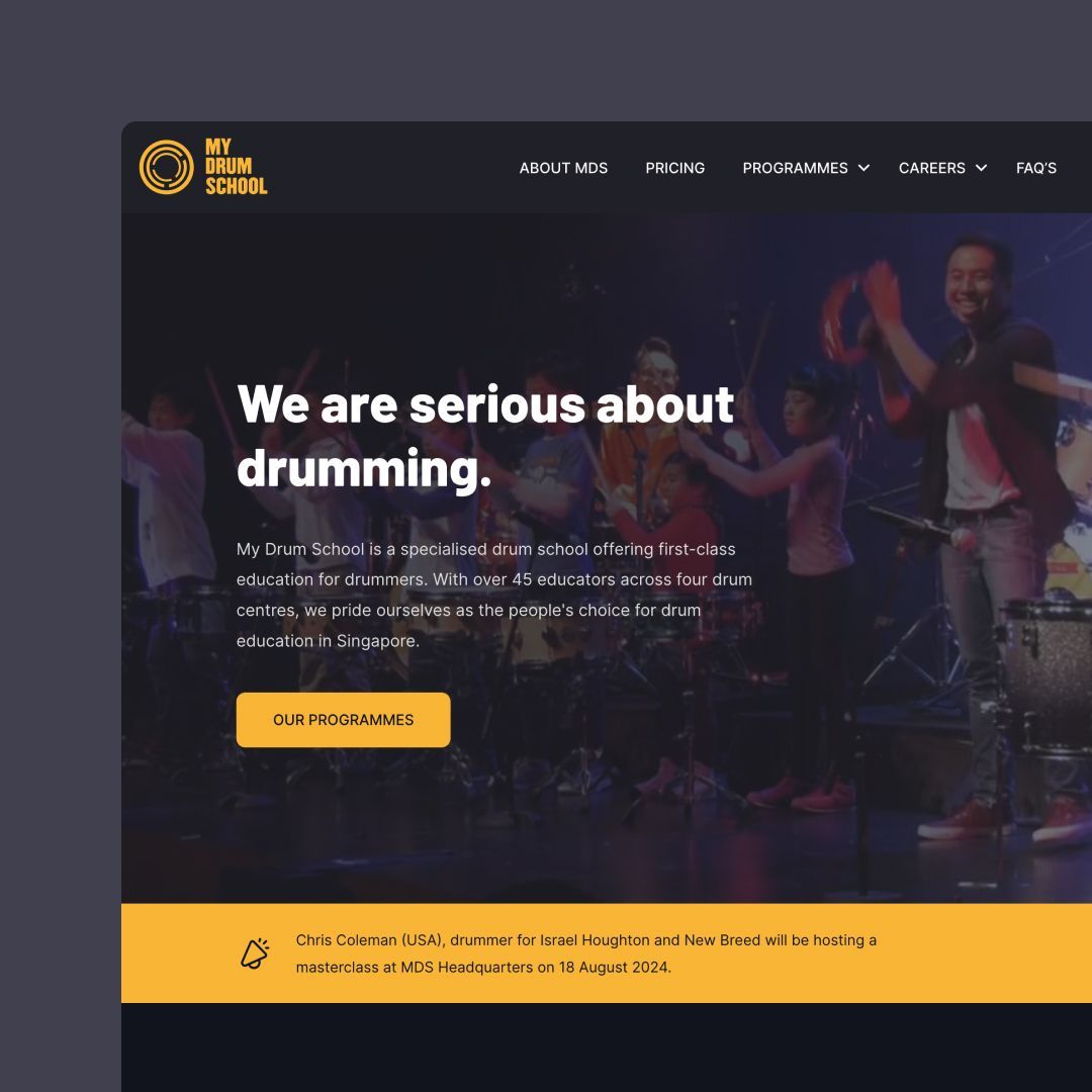 chillybindesign's tweet photo. We're super excited to share our latest masterpiece - the website revamp for My Drum School, Singapore's leading drum education hub! 🎉

Imagine a website that beats like a drum, resonating with rhythm and ease. That's what we created for MDS!

https://t.co/ljbIDdyTGX https://t.co/XbznchSOqy