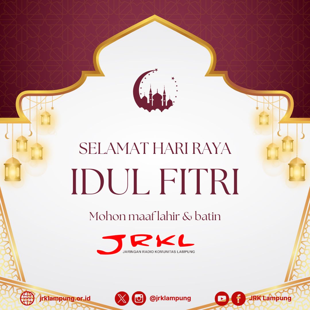 Selamat Idul Fitri 1446 H

Mohon Maaf Lahir &amp; Batin

#idulfitri
#lebaran
#jrklampung
#jrkindonesia
#rakom