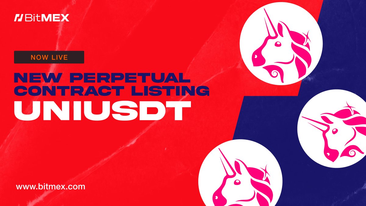 Our new perp for $UNI is here. 

➕We’re giving away 50 $USDT to 10 #UNI frens

1️⃣Like + RT this tweet
2️⃣Tag 3 friends +  <a href="/BitMEX/">BitMEX</a>
3️⃣Join our community: t.me/BitMEX_Communi… 
4️⃣Fill this form: giv.gg/BKd9k0
➡️Trade #UNI with up to 20x leverage: bitmex.com/app/trade/UNIU…