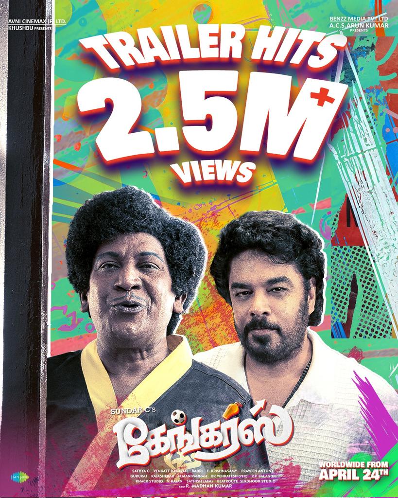KhushbuSundar (@khushsundar) on Twitter photo Rolling in fun and laughter with 2.5M+ views for #GangersTrailer โค๏ธโ๐ฅ
Glimpse into the world of #Gangers โถ๏ธ Watch Trailer Now
youtu.be/7sx2CIUBiDY
๐๐๐๐๐๐๐ ๐๐ซ๐จ๐ฆย ๐๐๐๐๐ย ๐๐ ๐
#SundarC #Vadivelu <a href="/khushsundar/">KhushbuSundar</a> #AnanditaSundar <a href="/AvniCinemax_/">Avni Cinemax</a> <a href="/benzzmedia/">benzzmedia</a> Rolling in fun and laughter with 2.5M+ views for #GangersTrailer โค๏ธโ๐ฅ
Glimpse into the world of #Gangers โถ๏ธ Watch Trailer Now
youtu.be/7sx2CIUBiDY
๐๐๐๐๐๐๐ ๐๐ซ๐จ๐ฆย ๐๐๐๐๐ย ๐๐ ๐
#SundarC #Vadivelu <a href="/khushsundar/">KhushbuSundar</a> #AnanditaSundar <a href="/AvniCinemax_/">Avni Cinemax</a> <a href="/benzzmedia/">benzzmedia</a>