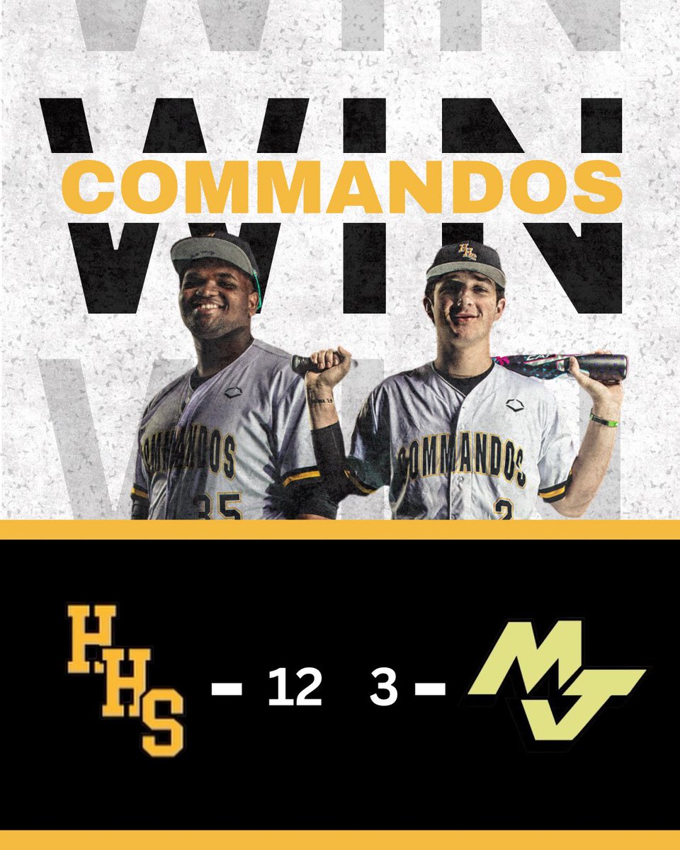 Commando Baseball (@hvillebaseball) on Twitter photo โพ๏ธ FINAL SCORE โพ๏ธ
COMMANDOS - 12
Mt Juliet - 3
<a href="/AdielChavez721/">Adiel Chavez</a> 4IP, 2H, 0ER, 4K
<a href="/KadePomeroy/">Kade Pomeroy</a> 3-4, 2B, RBI, R
<a href="/TylerM15_/">Tyler (T-Mac) McDonald</a> 1-3, HR, RBI, 2R
<a href="/JosephMosley28/">Joseph Mosley</a> 2-4, R, 2RBI
<a href="/Trentonwood64/">Trenton wood</a> 1-3, 3B, 3RBI
#commandobaseball โพ๏ธ FINAL SCORE โพ๏ธ
COMMANDOS - 12
Mt Juliet - 3
<a href="/AdielChavez721/">Adiel Chavez</a> 4IP, 2H, 0ER, 4K
<a href="/KadePomeroy/">Kade Pomeroy</a> 3-4, 2B, RBI, R
<a href="/TylerM15_/">Tyler (T-Mac) McDonald</a> 1-3, HR, RBI, 2R
<a href="/JosephMosley28/">Joseph Mosley</a> 2-4, R, 2RBI
<a href="/Trentonwood64/">Trenton wood</a> 1-3, 3B, 3RBI
#commandobaseball