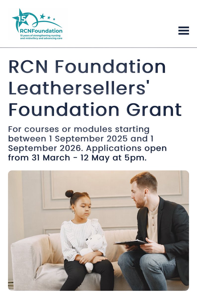 £1,600 grant available via <a href="/theRCN/">The RCN</a> to undertake a postgraduate module in #child &amp; #adolescent #mentalhealth, learning skills that can then be applied to patient care within your own clinical setting rcnfoundation.rcn.org.uk/Grants-and-fun… #ChildHealth #CYPNursing