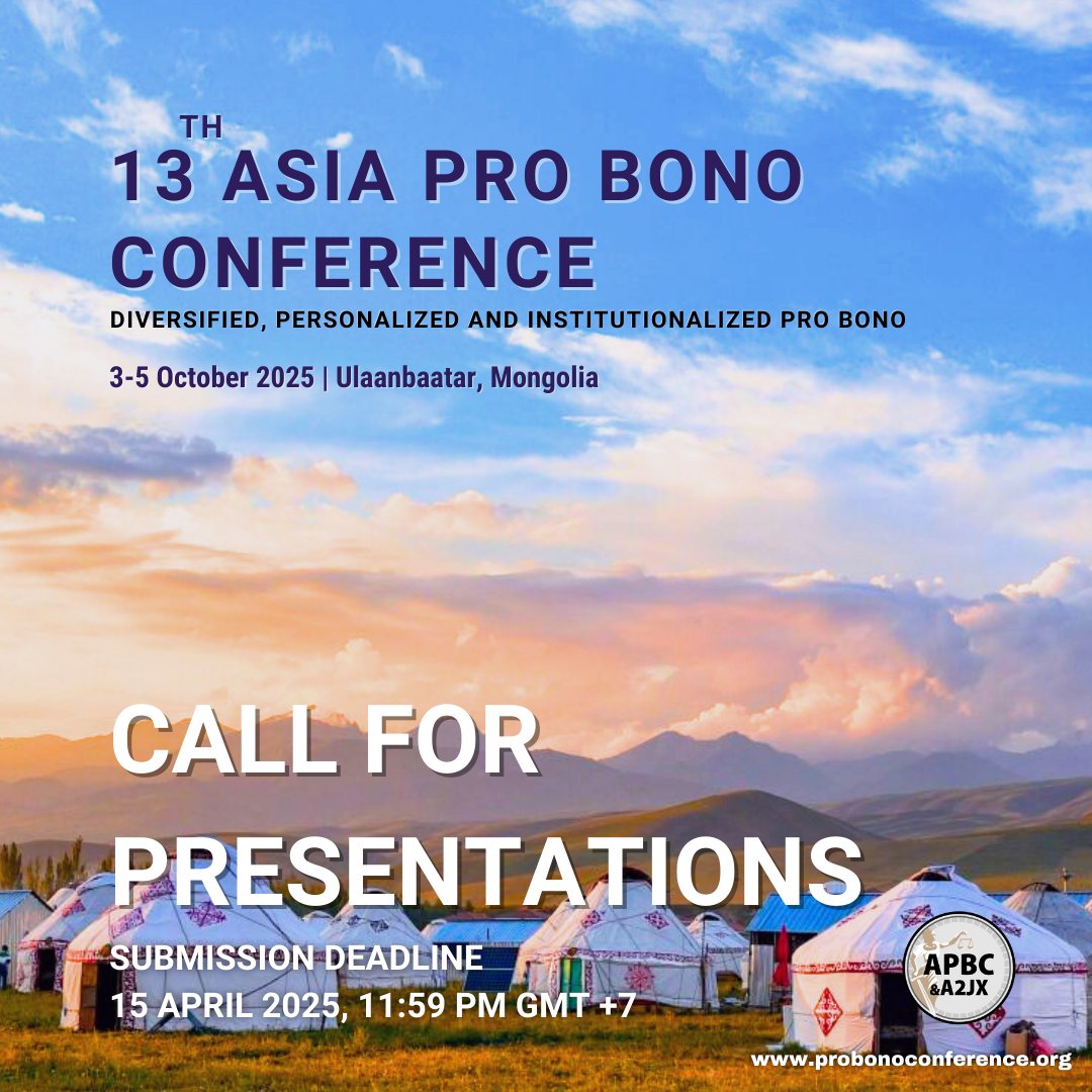 Are you passionate about making a meaningful change in the world of pro bono?

We are seeking interactive sessions (60 or 75 minutes) that are "Far Reaching, Flexible, and Fun", in broad areas of pro bono work.

Proposal Submission Link: probonoconference.org/call-for-prese…

#ProBono #Justice