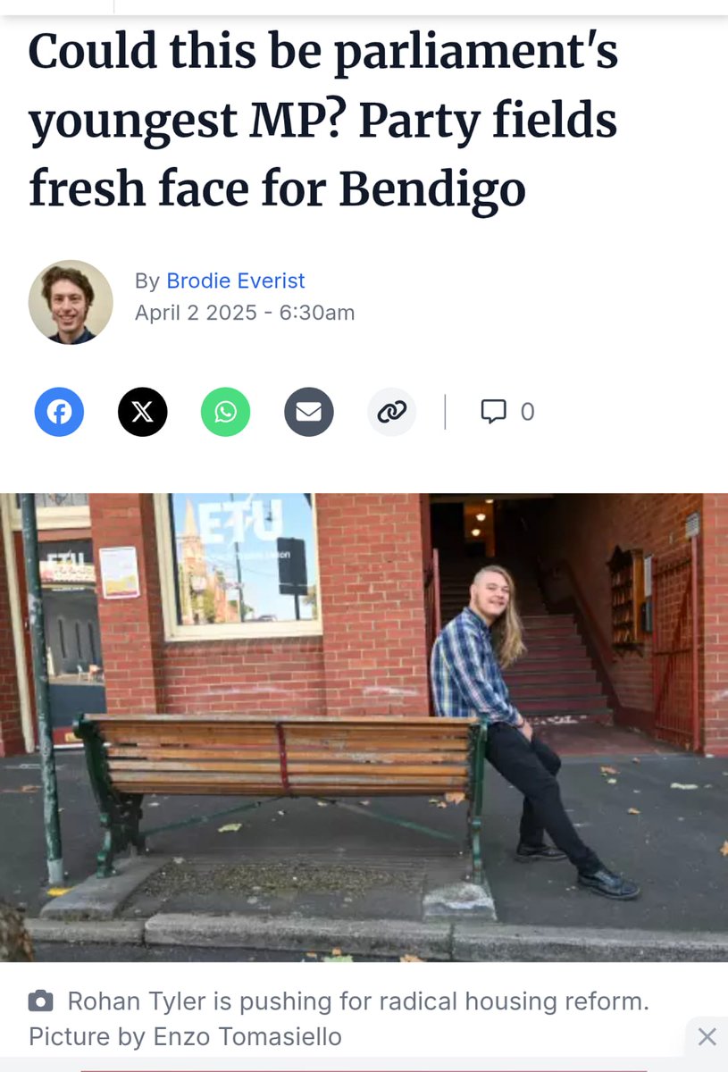 Nice write up on VS's candidate for Bendigo Rohan Tyler in the Bendigo Advertiser today. "Tyler, 18, is the Victorian Socialists' Bendigo candidate, running on a platform including housing reform, queer rights and fighting for the working class." 🧵