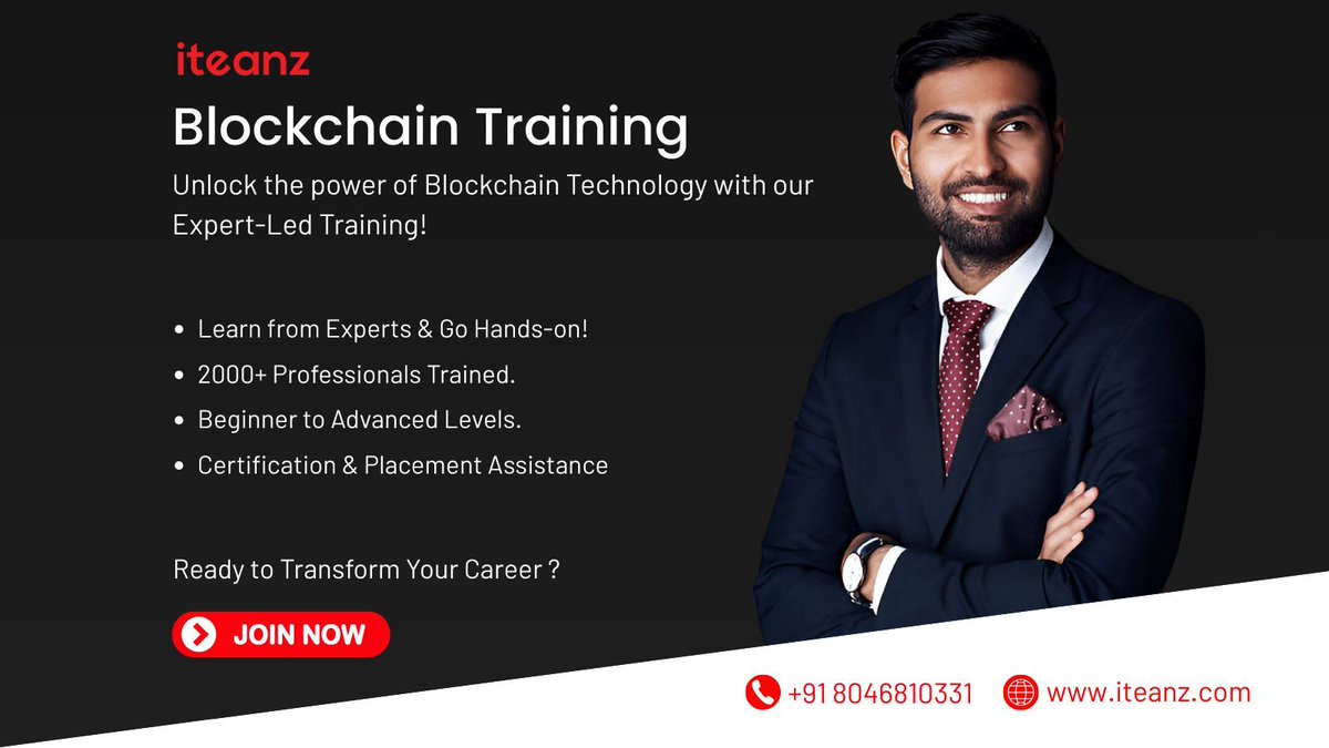 iteanzglobal's tweet photo. Become a Blockchain Expert with Iteanz!

Enroll today and start your journey with Iteanz!

Call Now: +91 8046810331 
Visit: https://t.co/vL8EDK9m7x 

#blockchain #blockchaincourse #learnblockchain #blockchaindeveloper #iteanz #blockchaintraining #blockchaincertification https://t.co/3dlCEPeWv3